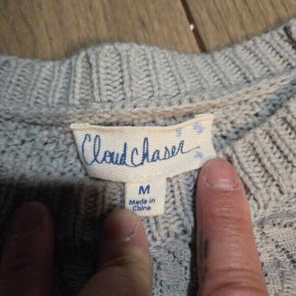 Grey Cloud Chaser Knitted Sweater Lace Swoop neck Size M - Picture 4 of 5